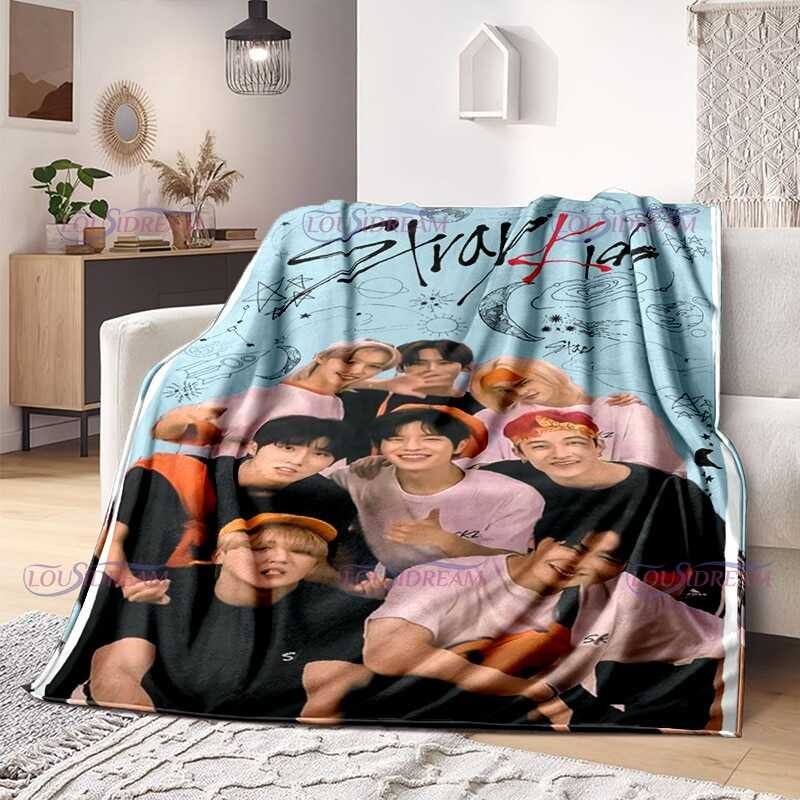 Stray Kids Blanket Kpop Singer Throw Blanket Fleece Blanket Lightweight Warm Bed Blankets For Bedr s r