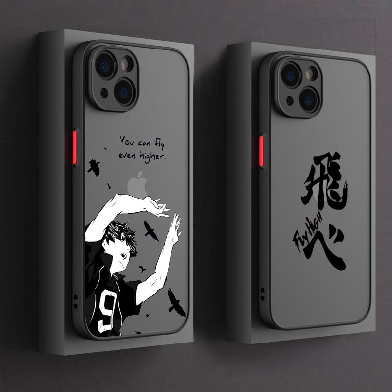 Haikyuu Karasunoวอลเลย์บอลอะนิเมะเคสโทรศัพท์สําหรับIphone 15 11 14 Plus 16 Pro Max 12 13 Miniซิลิโคนปลอก16Pro 15Plusโปร่งใสFrostedกันกระแทกเกราะ