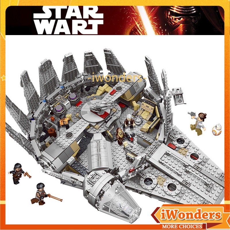 Millennium Falcon 75105 Building Blocks 1380 + ชิ้น Fighter รูป 7 Minifigures Space Adventure ของเล