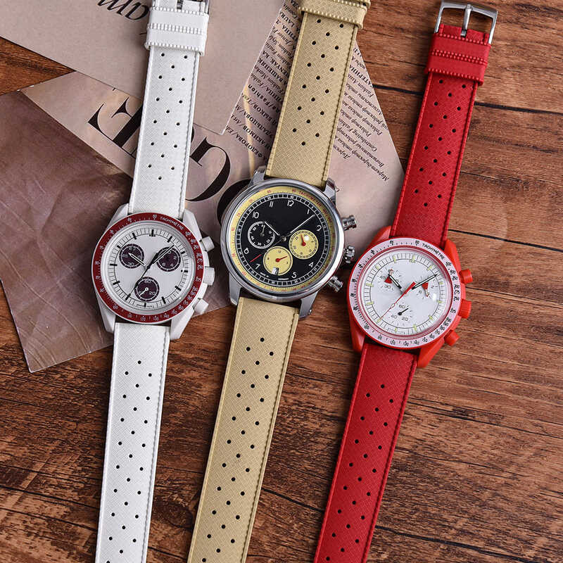 Tropical Classic FKM Rubber Strap 18Mm 20Mm 22Mm 24Mm Porous Fast Release Fluororubber Watchbands D