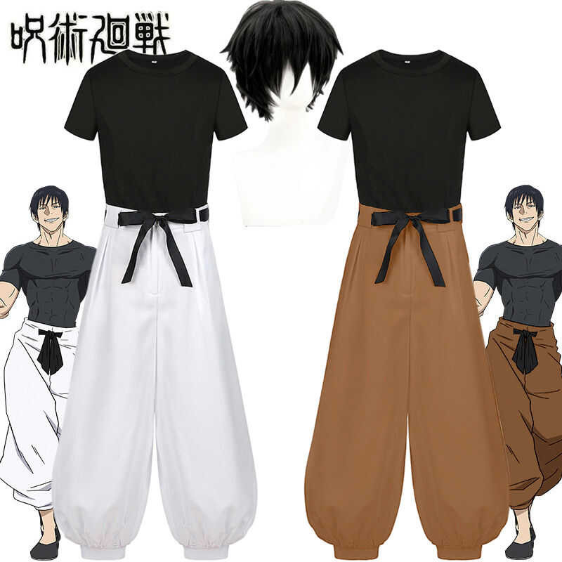 Anime Jujutsu Kaisen Fushiguro Toji Costume Geto Suguru Cosplay Uniform Suits Black Short Sleeve T-