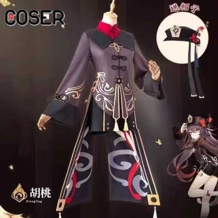 【Coser 77】Genshin Hutao Cosplay ชุดเพลย์อนิเมะ Genshin Impact Hutao Cosplay สล์จีน สําหรับผู้หญิง B