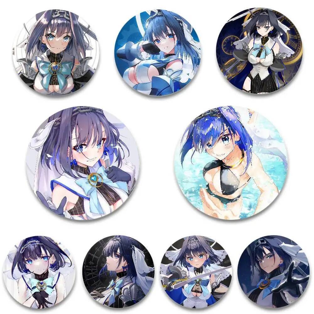 Ouro Kronii H-Hololive อะนิเมะ เข็มกลัดและป้าย Lapel แบบเลเซอร์ สำหรับเสื้อผ้าและกระเป๋าเป้