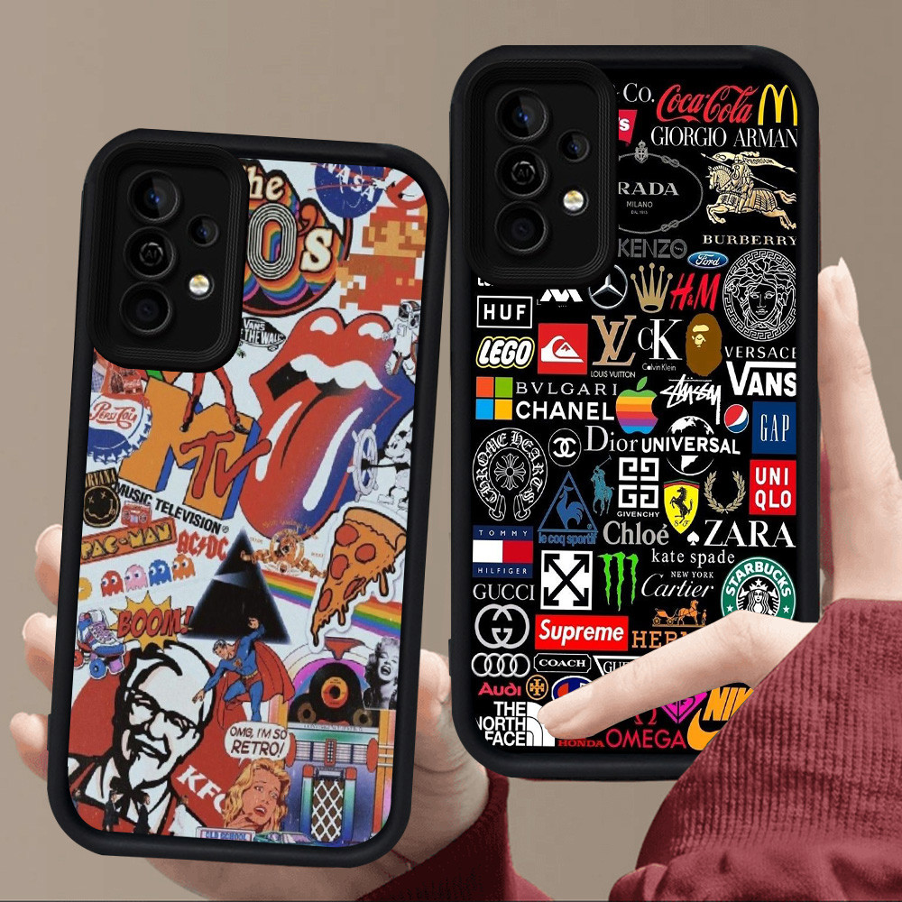 E74 ใหม่แฟชั่นออกแบบปลอกสําหรับซิลิโคนสีดํา Samsung A05S A35 A24 A04s A16 A14 A56 A34 S25 Ultra A25 