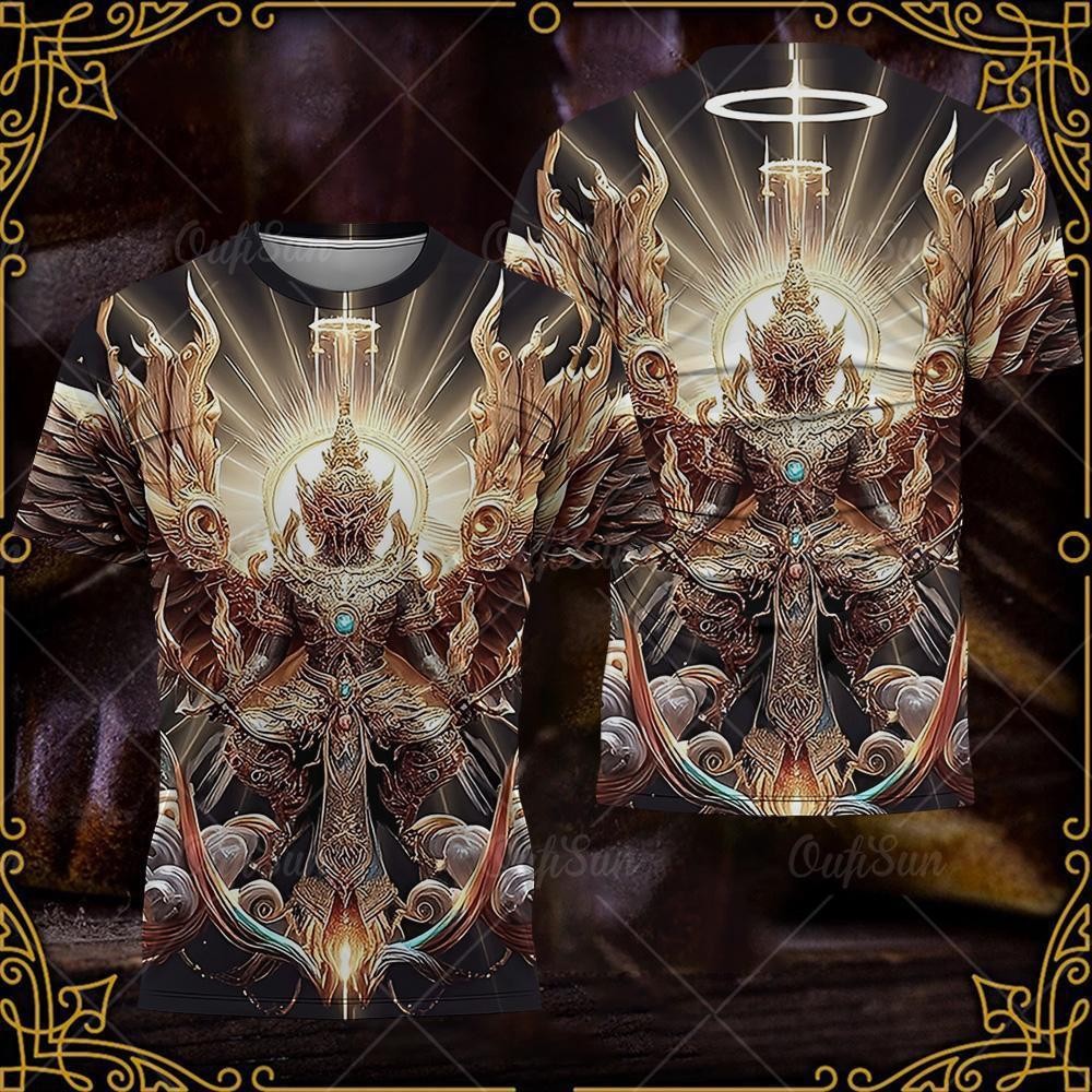 เสื้อยืดชายแขนสั้น ลายครุฑ เสื้อยืดลายไทย เนื้อผ้านุ่ม ระบายอากาศดี ราคา ถูกที่สุด ดีลบีเคเค แกลเลอรีภาพที่ 6