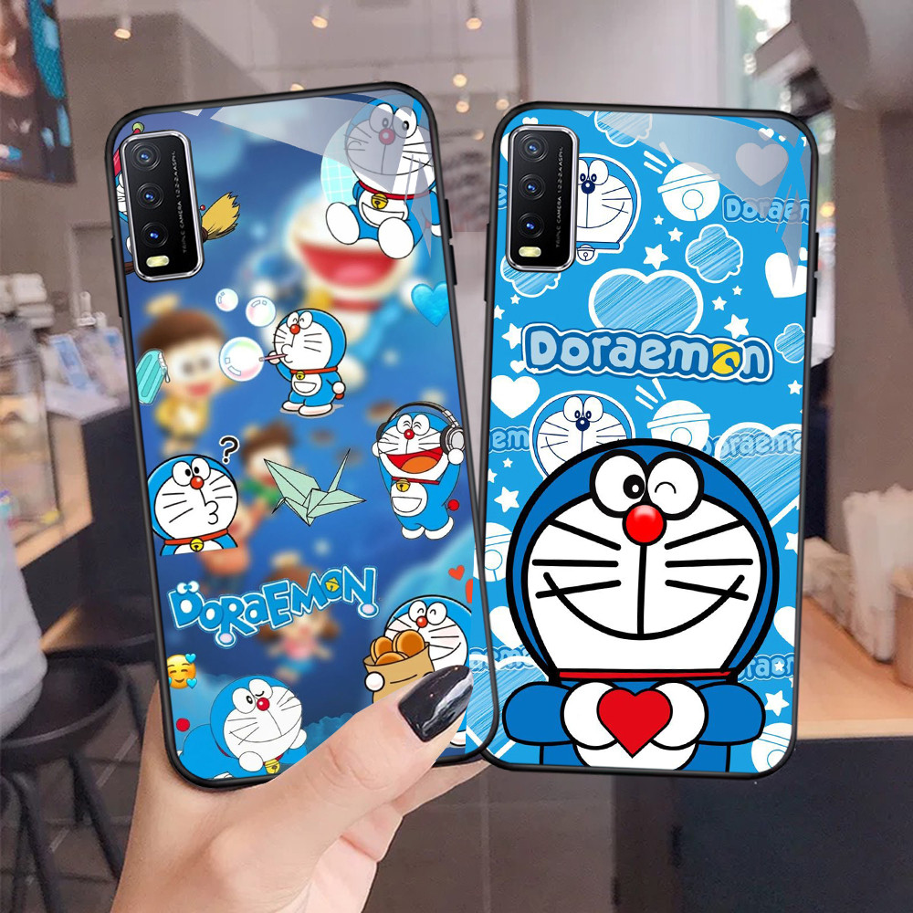 NC-26 Doraemon Glass Case สําหรับ VIVO Y20 Y20s Y20i V15 Y50 S1 Y30 Pro