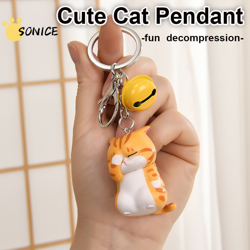 Embarrased Kitty พวงกุญแจ Kawaii Shy Emoji แมวพวงกุญแจกระเป๋าอุปกรณ์เสริมลูกแมวอวบพวงกุญแจ Trinket ก