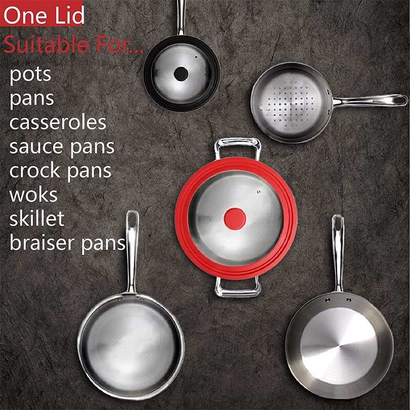 22Cm 20 24Cm 26Cm 28Cm 30Cm Visual Pot Lid Multifunctional Glass Lids Wok Frying Pan Cover For Sil s