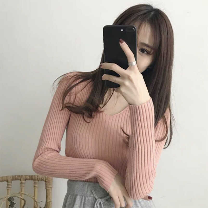 Δ Shintimes Sueters De Mujer Moda 2022 V Neck เสื้อกันหนาวผู้หญิงฤดูใบ