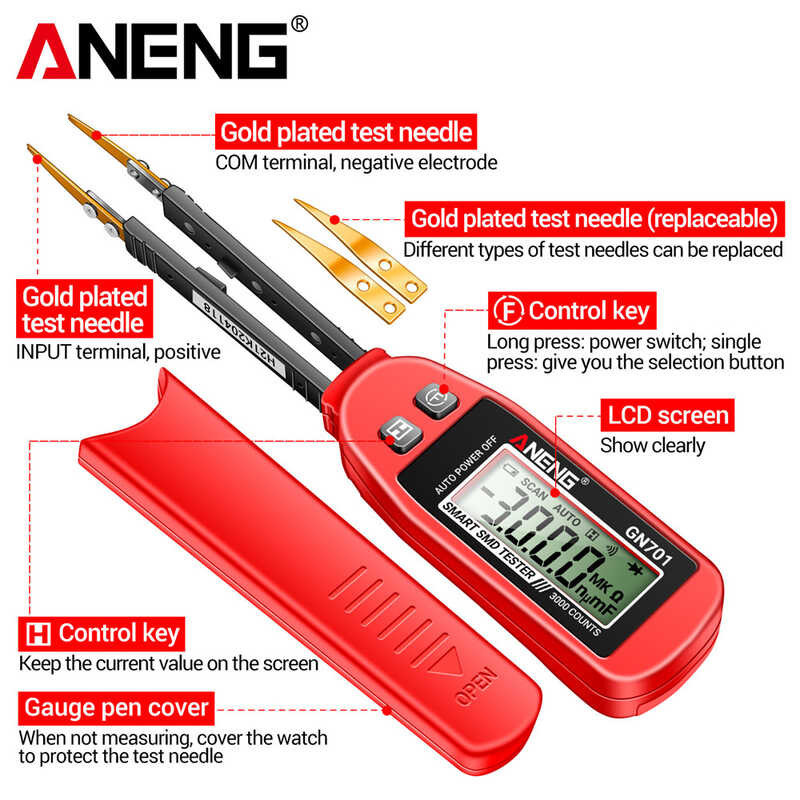 ❤ Aneng Gn701ดิจิตอล SMD Tester ไฟฟ้ามัลติมิเตอร์, ต้านทานคว