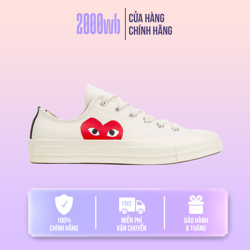 [ ของแท ้ ] Converse CDG WHITE รองเท ้ าผ ้ าใบ (CDG-Ttitting )