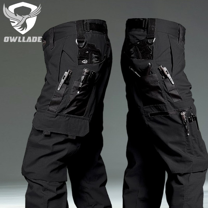 Eaglade กางเกงคาร์โก้ยุทธวิธีสําหรับผู้ชายกันน้ําสีดํา JTJKC