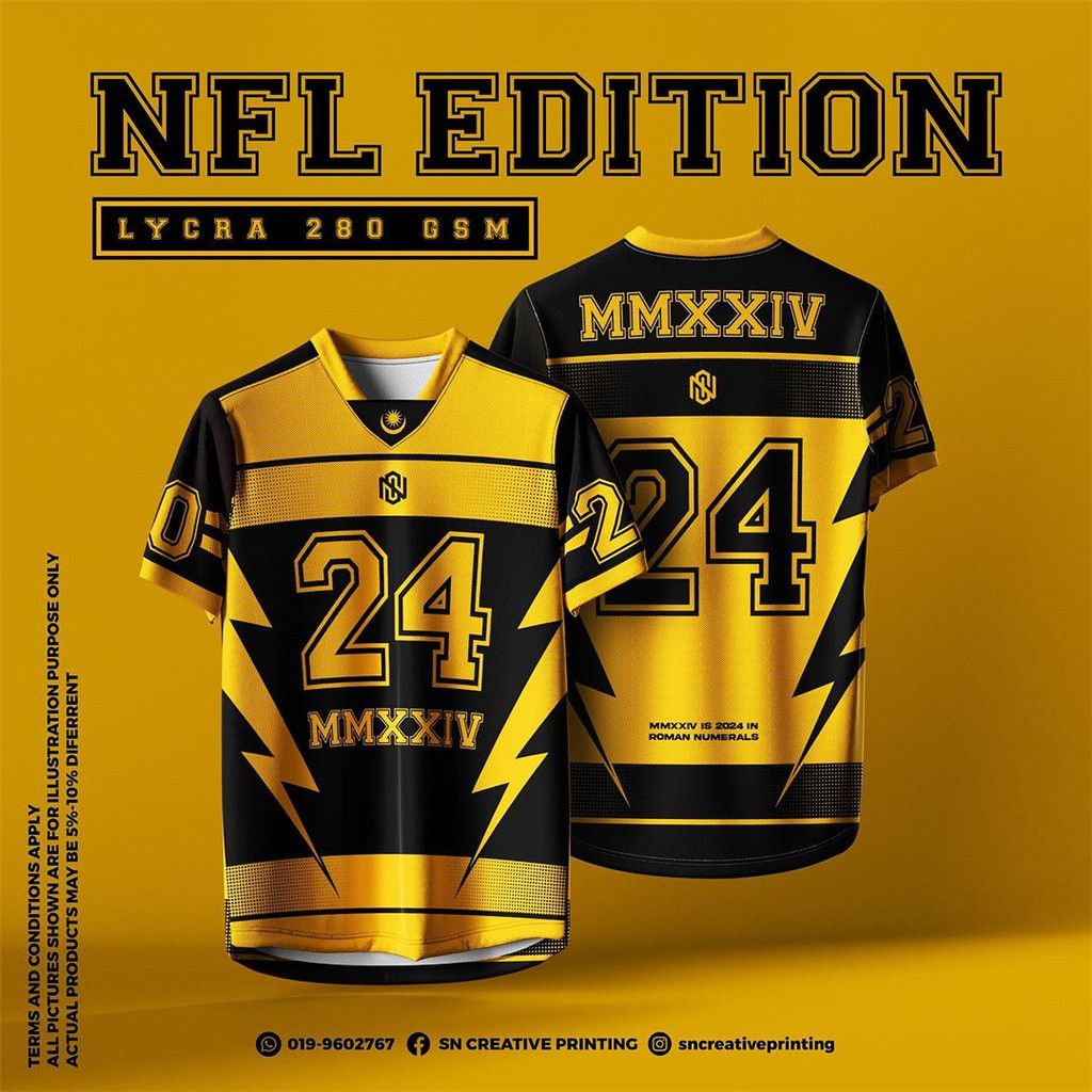 Arianna-free custom JERSEY ชื่อและหมายเลขHALAKIRI STORM BREAKER JERSEY (NFL INSERT BERSULAM) (LYCRA 280GSM) เสื้อแฟชั่น unisex