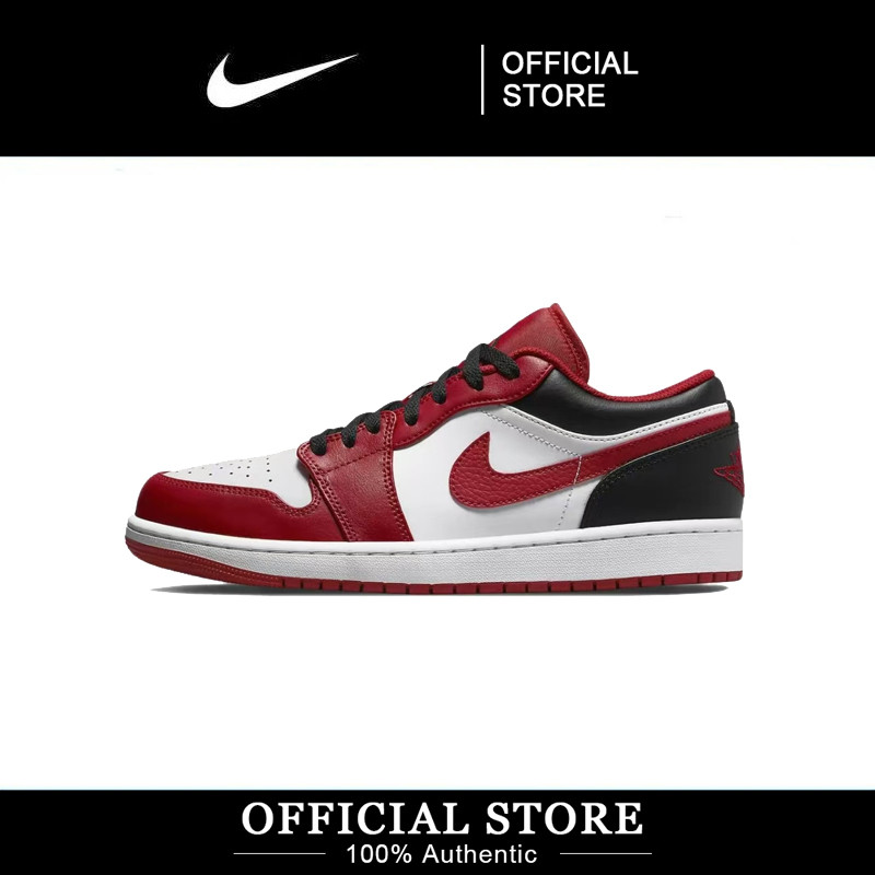 Original Nike Air Jordan 1 Low Bulls 553558-163 Low-top retro basketball shoes red white and black