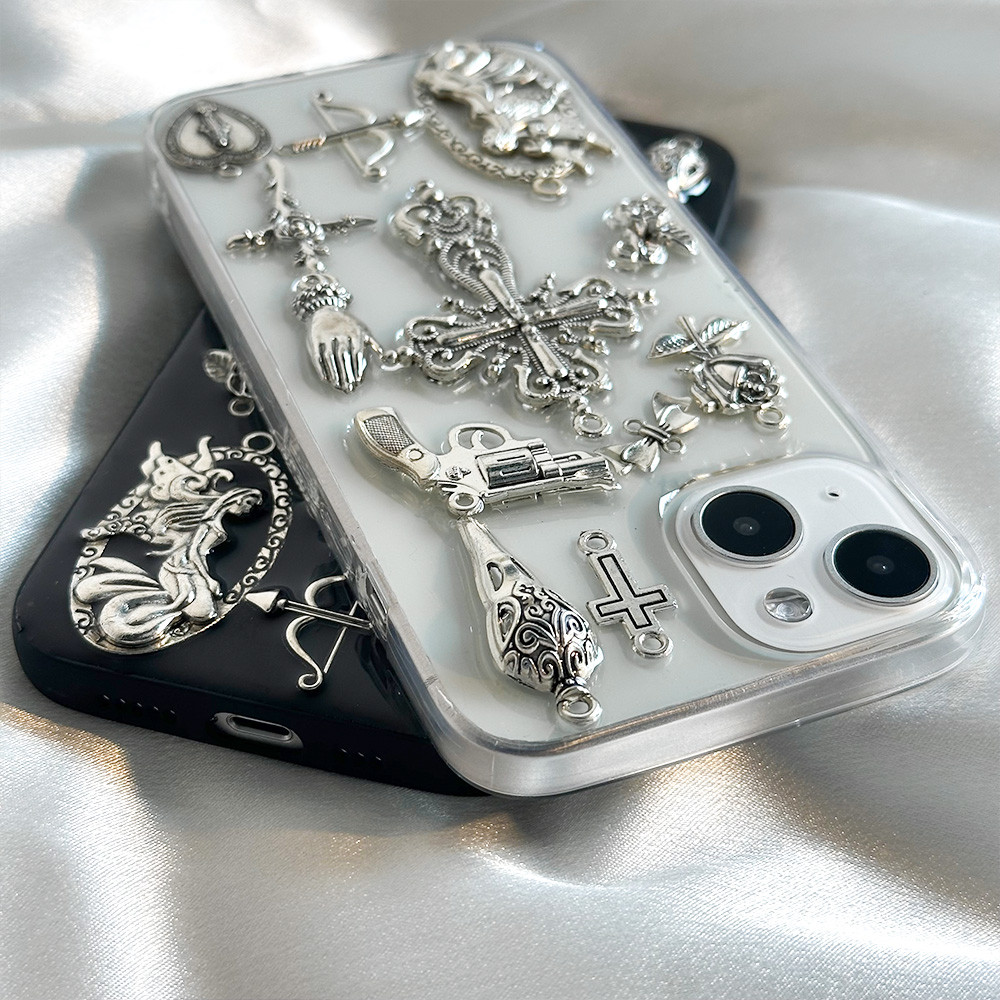 หรูหรา 3D Diablo Silver Cross Glitter เคสโทรศัพท์สําหรับ Iphone 15 14 Pro Max 11 12 13 Plus กันน้ํากันกระแทกโทรศัพท์ฝาหลัง - รูปที่ 5