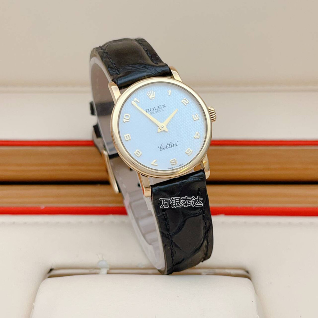 Rolex Rolex นาฬิกาผู้หญิง Cellini Series 18K Gold Quartz Movement นาฬิกาสุภาพสตรีนาฬิกาข้อมือใหม่ 6