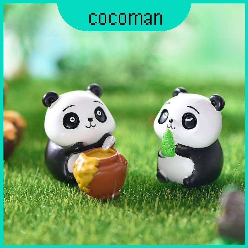 การ์ตูน Panda Endearing เครื่องประดับเรซิ่นสําหรับ Diy Miniature หัตถกรรมสวนและ