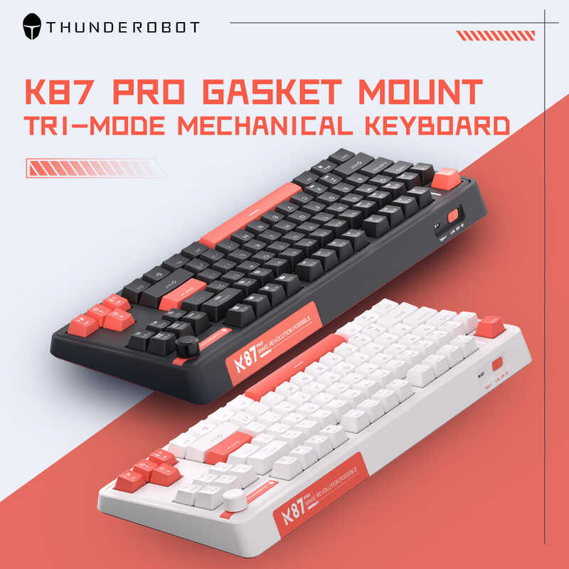 ♪ Thunderobot K87 Proคีย์บอร์ดแบบกลไกtri-Modeแบบมีสาย/2.4G/บลูทูธค
