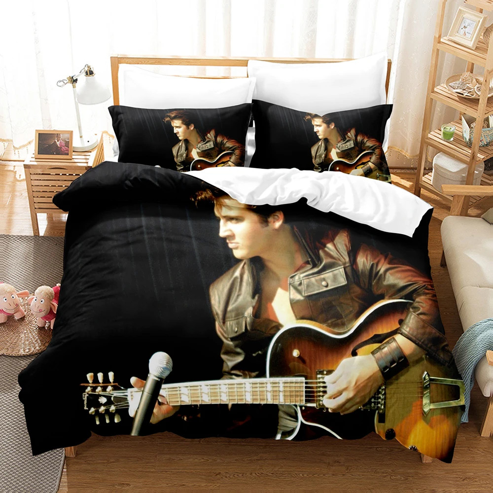 Presley Retro E-Eis Bedding Set,Duvet Comforter Bed Set Quilt Cover Pillowcase,King Queen Twin Size