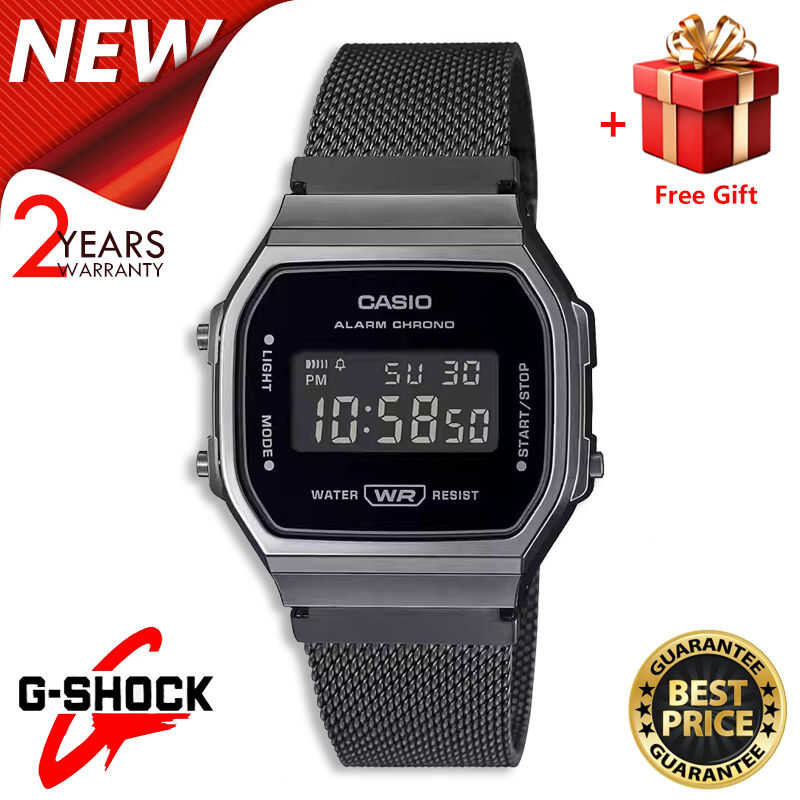 ❤ (ของแท้ 100%) นาฬิกา คาสิโอ Digital นาฬิกาข้อมือผู้ชาย/ผู้หญิง สายสแตนเลส รุ่น A168wemb-1B ขอ