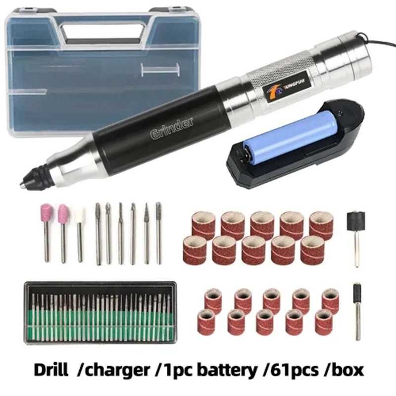 แบตเตอรี่ลิเธียม ปากกาแกะสลักงานไม้ไร้สาย เครื่องเจาะไร้สายขนาดเล็ก เครื่องมือโรตารี่สำหรับ Dremel