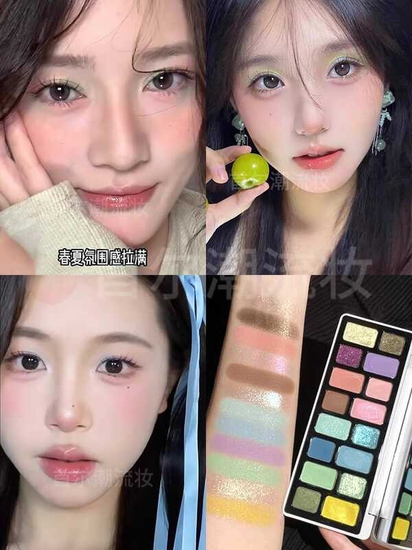 Qianyan Eyeshadow Palette Glitter Sequins Pearlescent Fine Flash cos เล่นแต่งหน้า Stage แต่งหน้า Mac