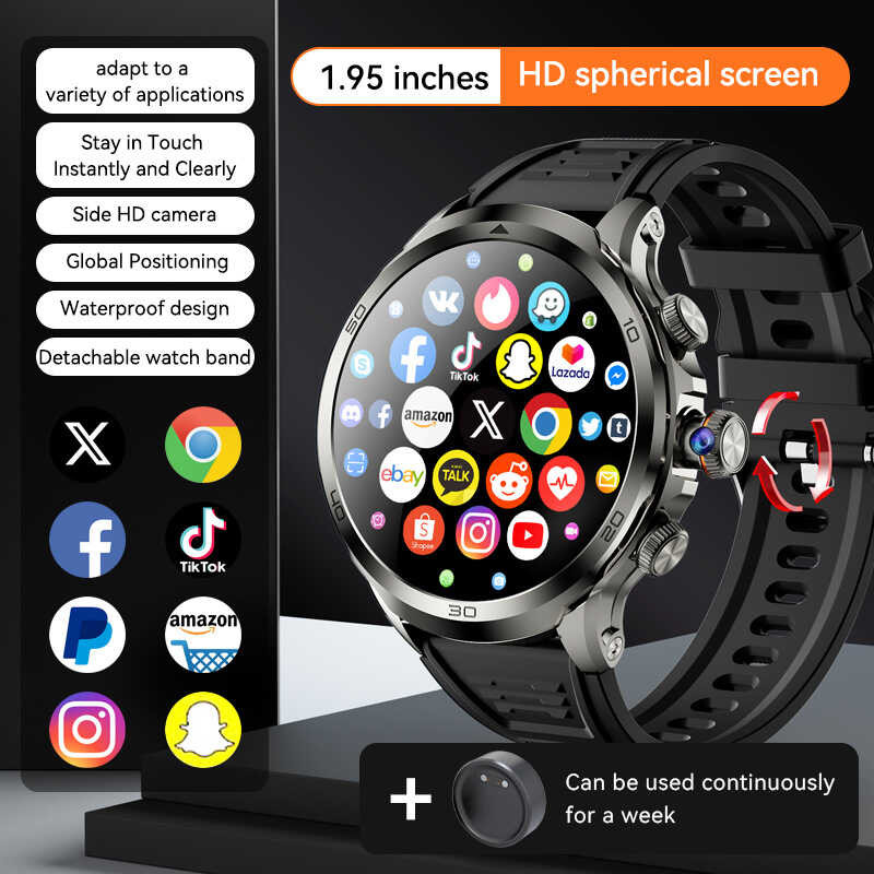 H19 Card Insertable smart Watch AMOLED Round Screen smart Watch Sports WiFi