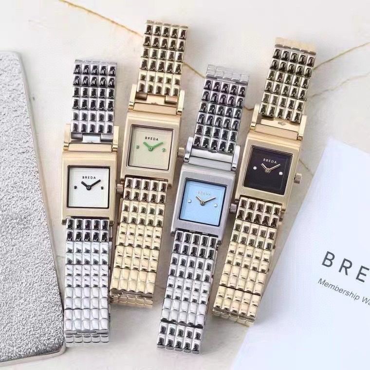 (($Most Popular $) Daigou BREDA นาฬิกาข้อมือควอตซ์แฟชั่น หน้าปัดสี่เหลี่ยม ขนาดเล็ก สไตล์เรโทร สําห