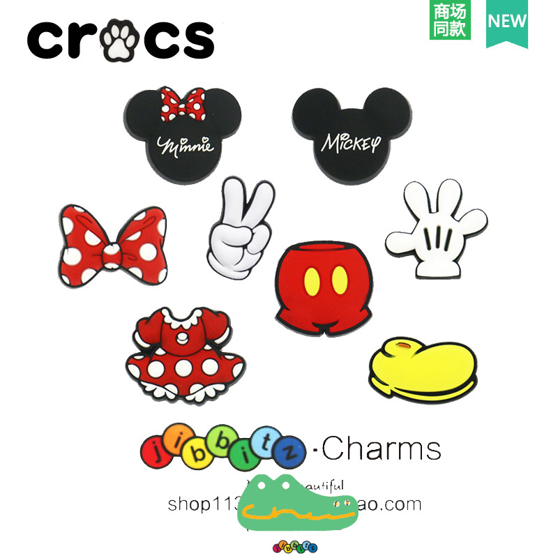 ใหม่ crocs รองเท้าดอกไม้ Carlo Chi รองเท้าตกแต่งหัวเข็มขัดอุปกรณ์เสริมน่ Jibbitz Crocs Minnie