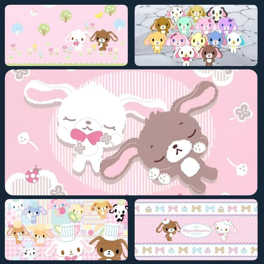 อะนิเมะ Kawaii Mousepad แผ่นรองเมาส์ Sugarbunnies พร้อมคีย์บอร์ด XXL Gaming Mat