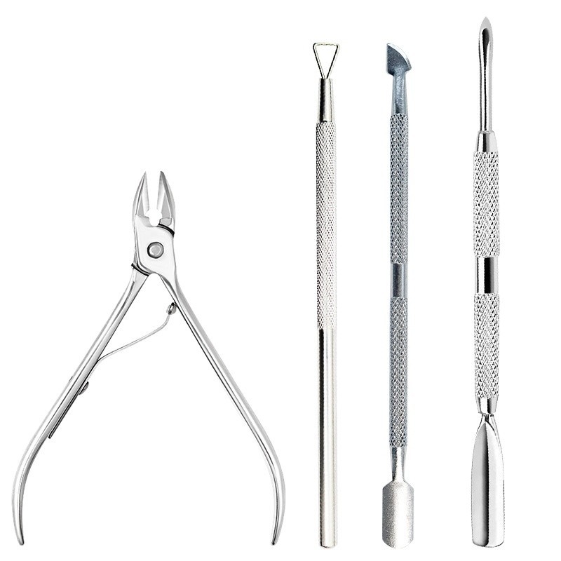 Limegirl 3 ชิ้นเล็บชุดหนังกําพร้า Nipper กรรไกร Trimmer Clipper Dead Skin ส้อม Remover Plier Pusher สแตนเลสสตีลเล็บเครื่องมือ