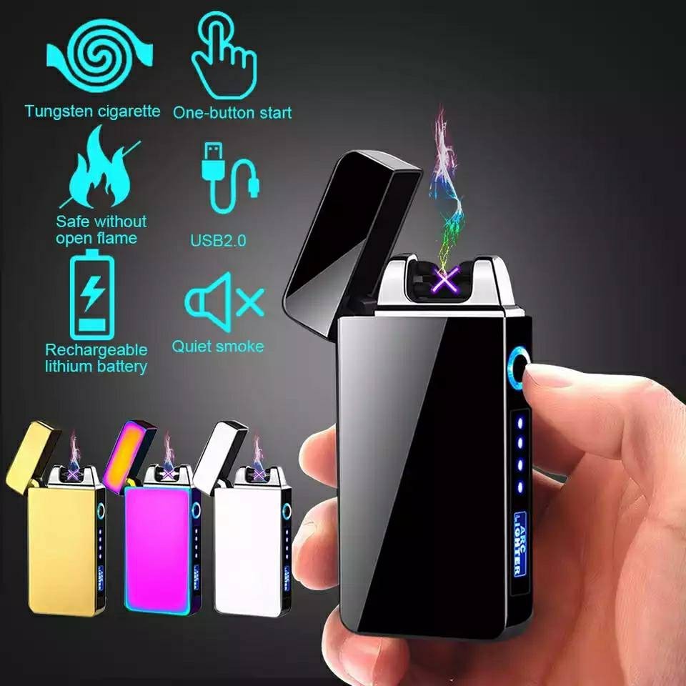 ไฟแช็คไฟฟ้า ไฟฟ้าพลาสม่า Lighterชาร์จได้ผ่านUSB plasma dual arc windproof Plasma lighter USB Lighte