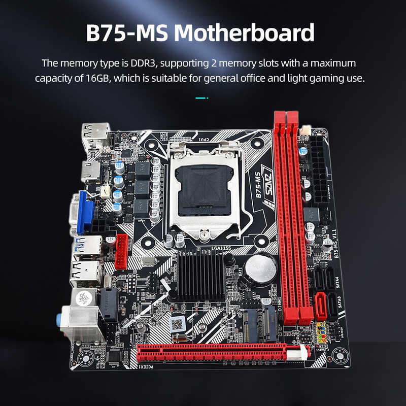 B75-Ms 16Gb 24Pin เมนบอร์ด LGA 1155 รองรับ Usb3.0 Sata3.0 Ddr3 MB WIFI รองรับเ