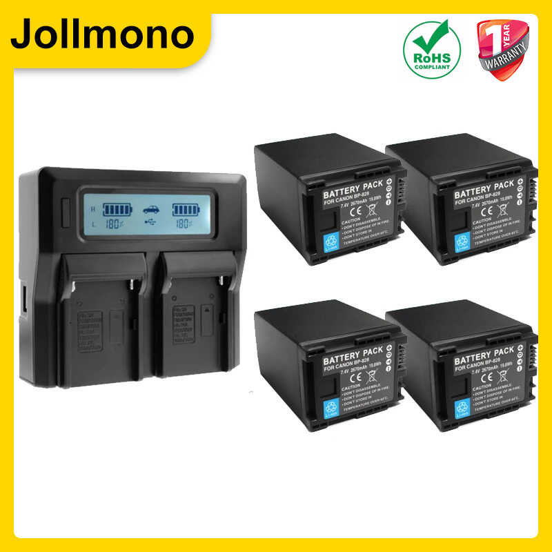 2900mAh 8 BP-828 BP 828 Battery + USB Dual Charger for Canon VIXIA G40, HF G30, XA20, XA25 Camcor