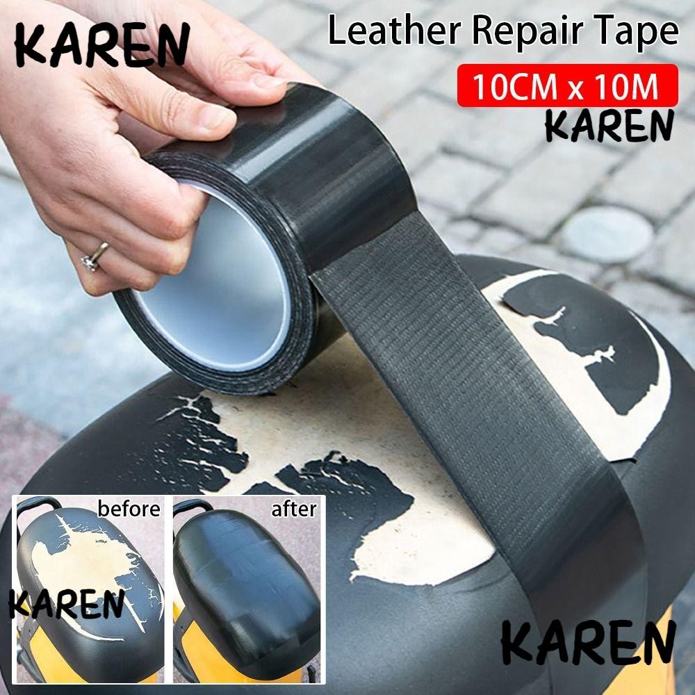 Karen เทปกาวหนัง PU กันน้ํา สีดํา สําหรับซ่อมแซมโซฟา ที่นั่งรถยนต์ แจ็กเก็ต รองเท้า เฟอร์นิเจอร์ 1