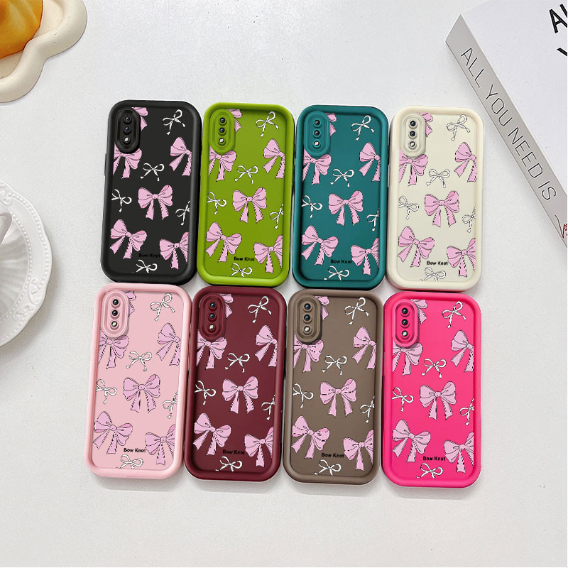SAMSUNG สําหรับsamsung Galaxy A02 A02S A03 Core A04 A05 A10 A10S M02 M02S M10 ปลอกสีชมพูหวานสีขาวโบว์แองเจิลตากันกระแทกซิลิโคนอ่อนนุ่มปกหลัง