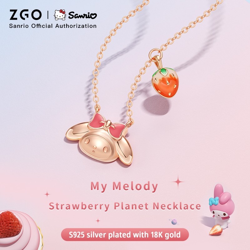 ของแท้จากฮ่องกง ZGO x Sanrio เมโลดี้ เมโลดี้ สร้อยคอ เด็กผู้หญิง เงินสเตอร์ลิง หรูหรา เฉพาะ ของขวัญ