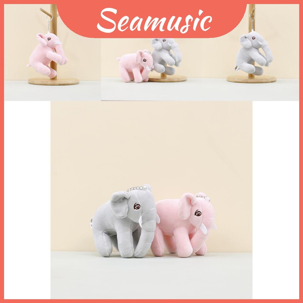 พวงกุญแจตุ๊กตาช้างหวานและสีชมพูสีเทาของขวัญสัตว์สนุกสําหรับเด็กคนรักสัตว์และ