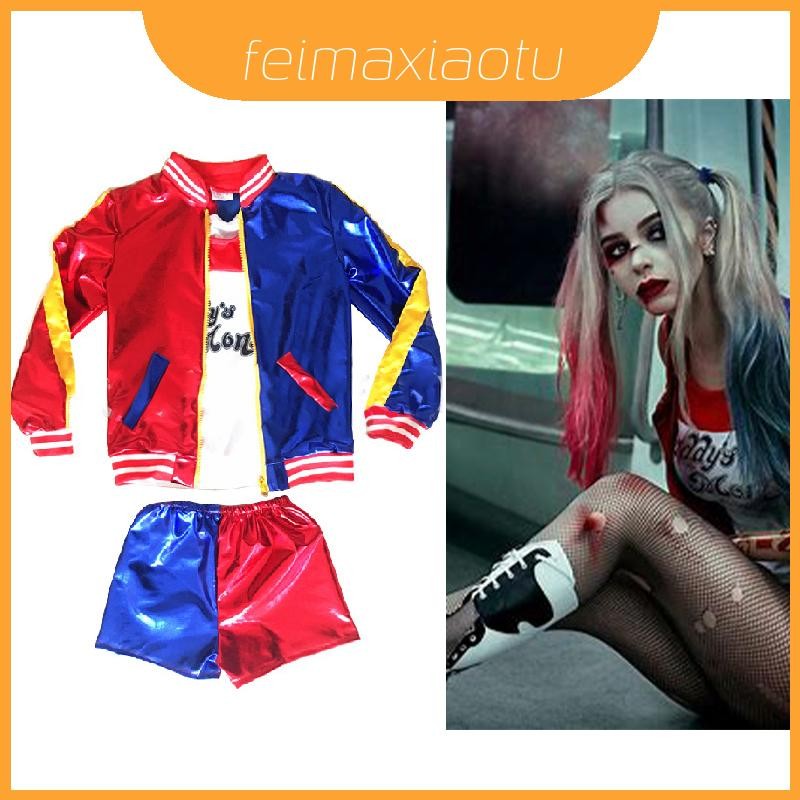 ชุดคอสเพลย์สำหรับเด็ก แบบตัวละคร Harley Quinn จาก Suicide Squad ดีไซน์สีสันสดใส