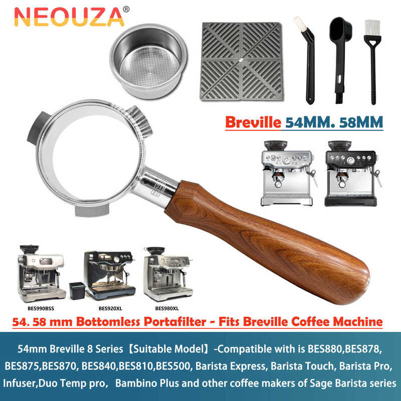 54Mm NEOUZA & 58Mm Bottomless Portafilter For Breville Espresso Hines (54Mm For Models Bes870/875/8
