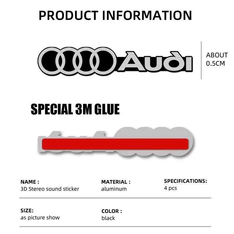 ▥ 4Pcs Audi A1 A3 A4 B8 8P 8V A6 C7 A5 Q5 B7 B6 B9 A7 A8 SE QUTTRO ฿ Q3 Q7 Q2 3D