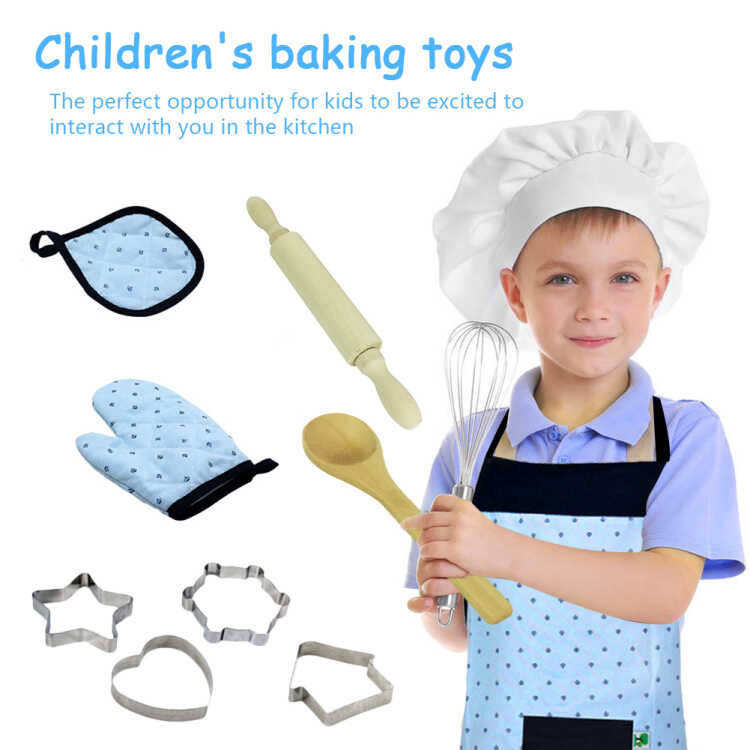 ❤ Pretend For Set Of 11Pcs Kids Play Sets Kids Kitchen Cooking Accessories With Apron Chef Hat