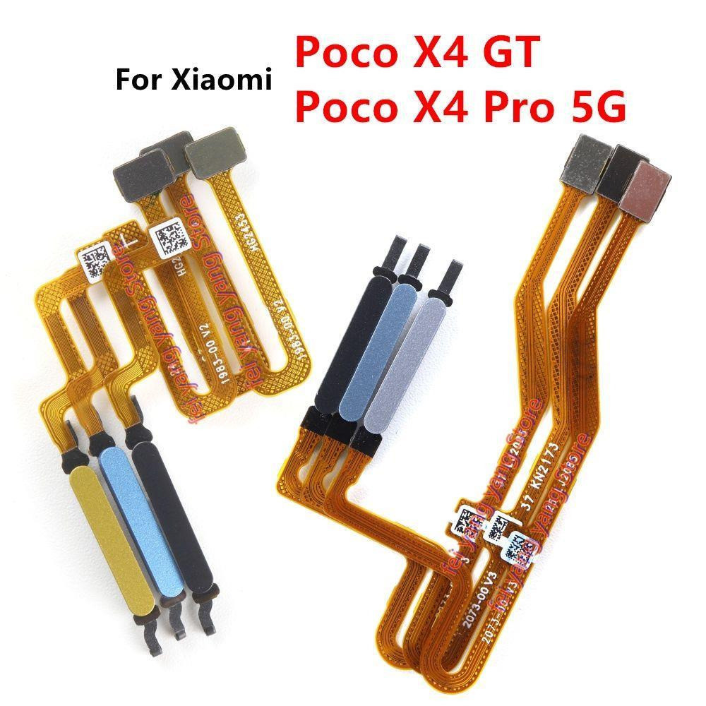 เซ็นเซอร์ลายนิ้วมือ Flex Cable พร้อมปุ่มควบคุมสําหรับ Xiaomi Poco X4 Pro 5G X4 GT บ้านเมนูกลับ Key Flex Ribbon อะไหล่ซ่อม
