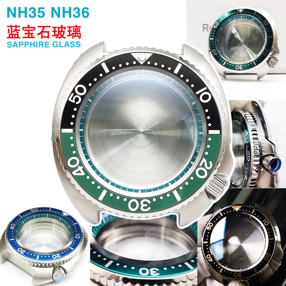 ดัดแปลง Seiko Abalone Watch Case Sapphire Ceramic Bezel เหมาะสําหรับ NH35/36 การเคลื่อนไหว SKX007 Se