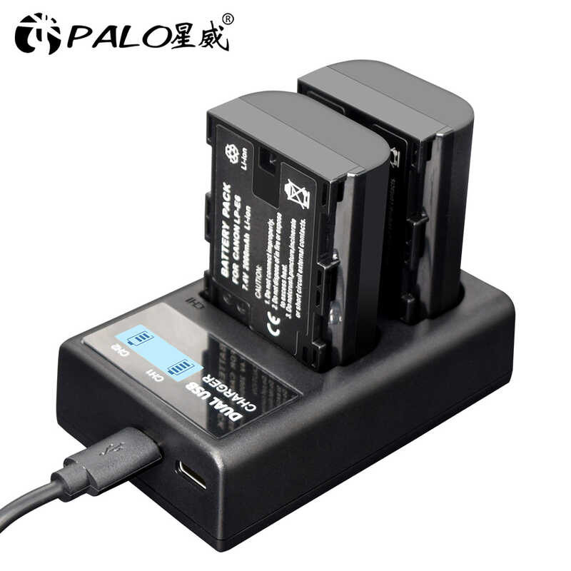 แบตเตอรี่กล้อง 1 PALO LP E6 LPE6 LPE6N เครื่องชาร์จ LCD สำหรับ Ca