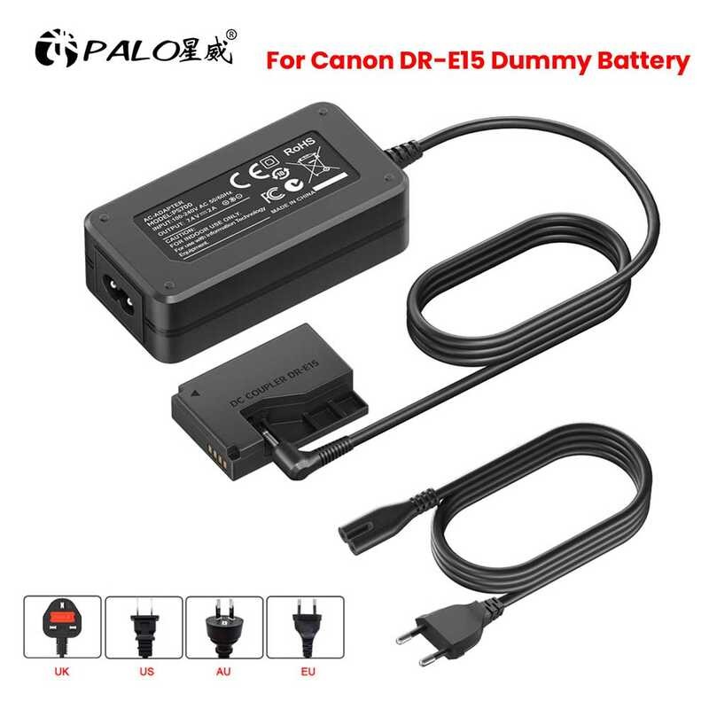 PALO e LP-E12 Dummy Battery DR-E15 DC Coupler AC Power Adapter Charger for Canon EOS-100D Kiss x7