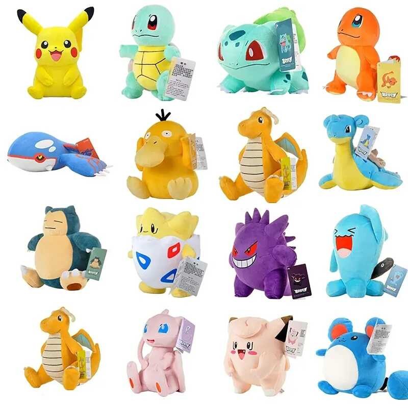 30Cm Plush ยัดไส้ของเล่น Pikachu Psyduck Gengar Pure Bulbasaur ตุ๊กตา Soft Kawai