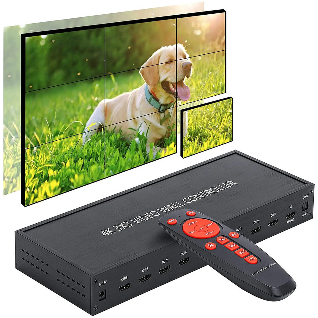 4k 3x3 HDMI Video Wall Controller Multi Screen Splicer Video Wall Processor 1x2 1x3 1x4 2x2 2x3 9 TV