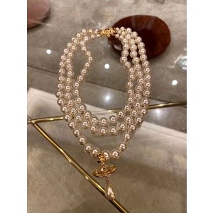 Vivienne West wood Three-Layer Pearl Saturn Necklace Necklace&-&