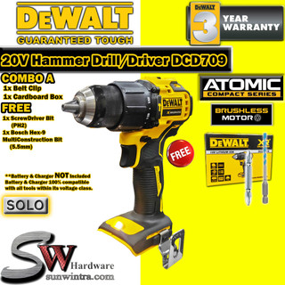 DeWalt ATOMIC™ 20V MAX*  13mm Cordless Impact Drill Driver Hammer Drill  DCD709 DCD 709 F.O.C Socket Set & Bit